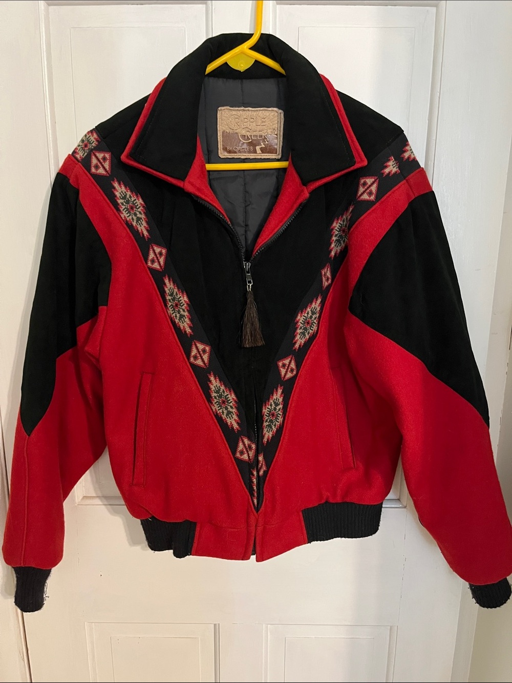 Red & Black Aztec Mens Cripple Creek Bomber Jacket
